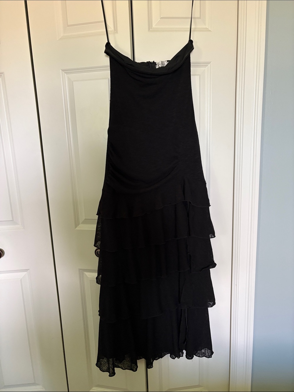 Hello Molly Black Layered Midi Slip Dress